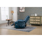 Blue Oversized PU Leather Power Lift Recliner with Massage, Heating, Lay Flat