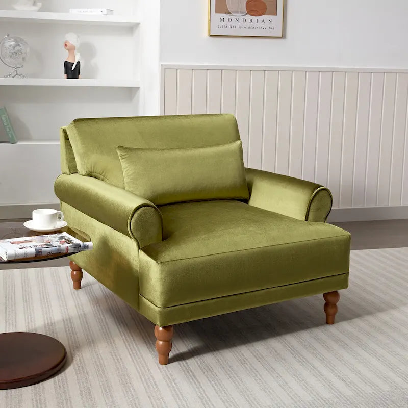 37.8 Velvet Accent Chair with Ergonomic Lumbar Support