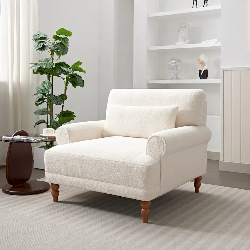 37.8 Velvet Accent Chair with Ergonomic Lumbar Support