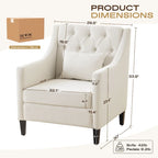 Beige 30 Upholstered Tufted Arm Chair with Lumbar Pillow