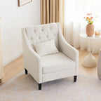 Beige 30 Upholstered Tufted Arm Chair with Lumbar Pillow