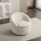 Cream White 31 Boucle Upholstered Barrel Chair with Swivel Base