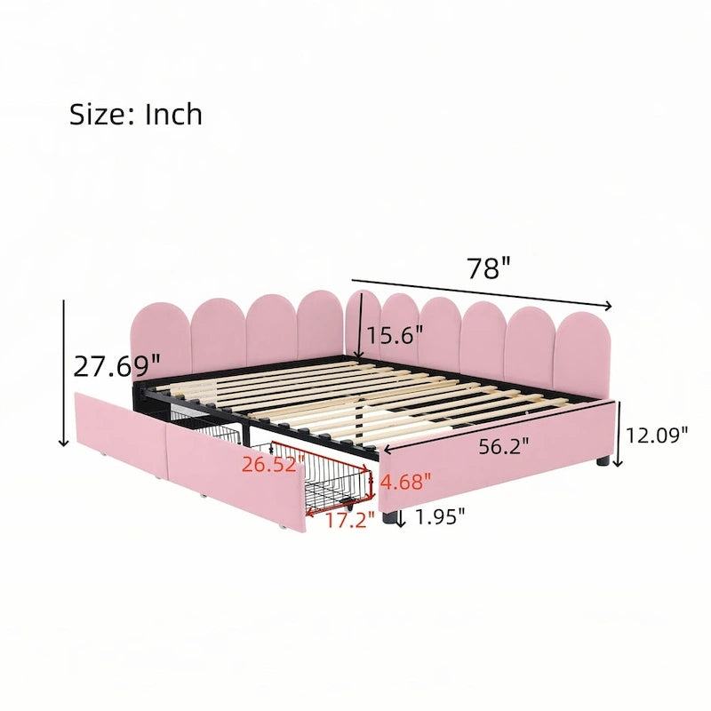 Full Size Upholstered Daybed with 2 Drawers