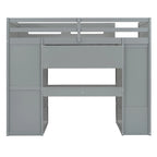 Twin Size Loft Bed with Desk, Wardrobes, 4 Drawers and 4 Shelves