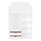 Twin Size Loft Bed with Desk, Wardrobes, 4 Drawers and 4 Shelves