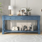 Mediterranean Console Table with 3 Storage Drawers and Open Bottom Shelf for Home Entryway and Hotel