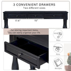 Mediterranean Console Table with 3 Storage Drawers and Open Bottom Shelf for Home Entryway and Hotel