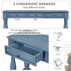 Mediterranean Console Table with 3 Storage Drawers and Open Bottom Shelf for Home Entryway and Hotel