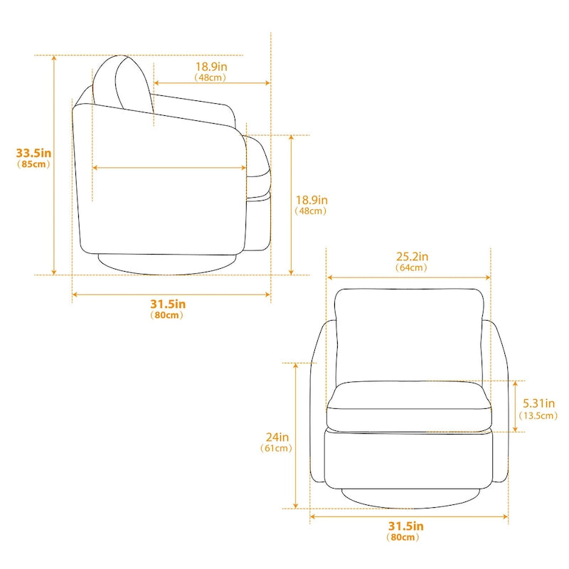 Chenille Swivel Accent Chair with Sleek Modern Design and Plush Cushioning - 31.5W
