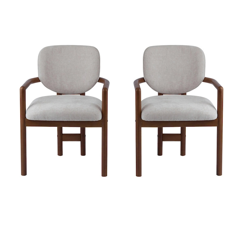 Harper Mordern Upholstered Rubberwood Arm Dining Chairs (Set of 2)