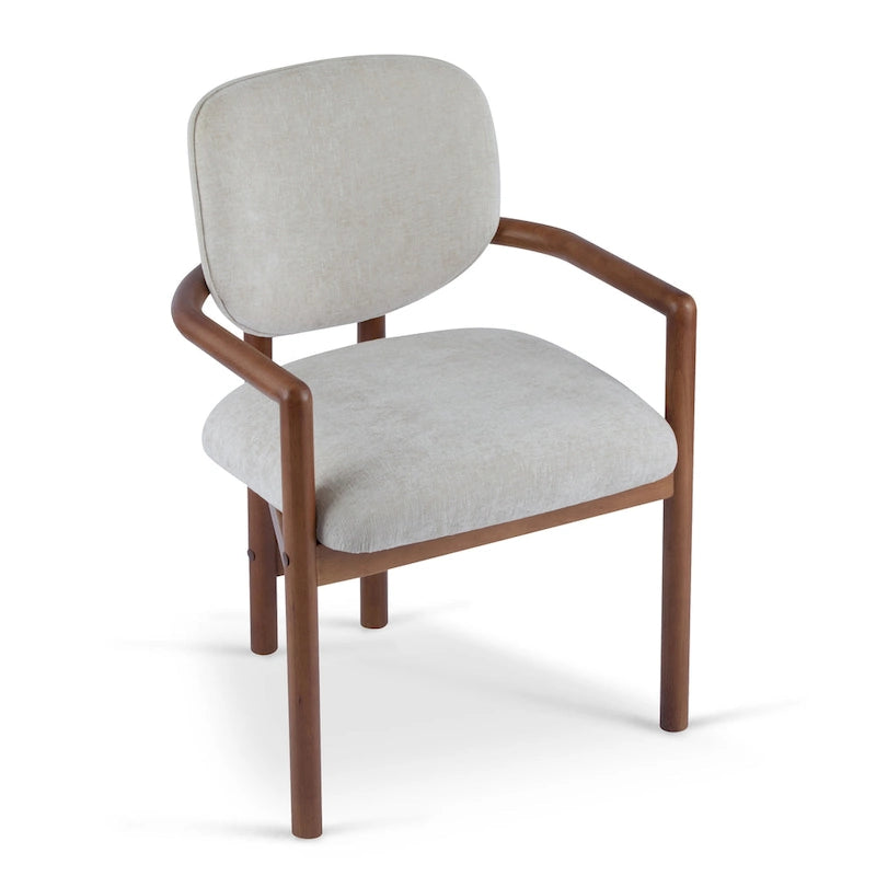 Harper Mordern Upholstered Rubberwood Arm Dining Chairs (Set of 2)