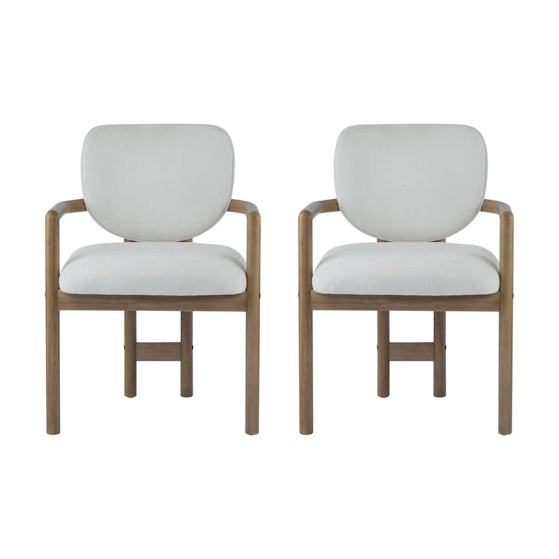 Harper Mordern Upholstered Rubberwood Arm Dining Chairs (Set of 2)