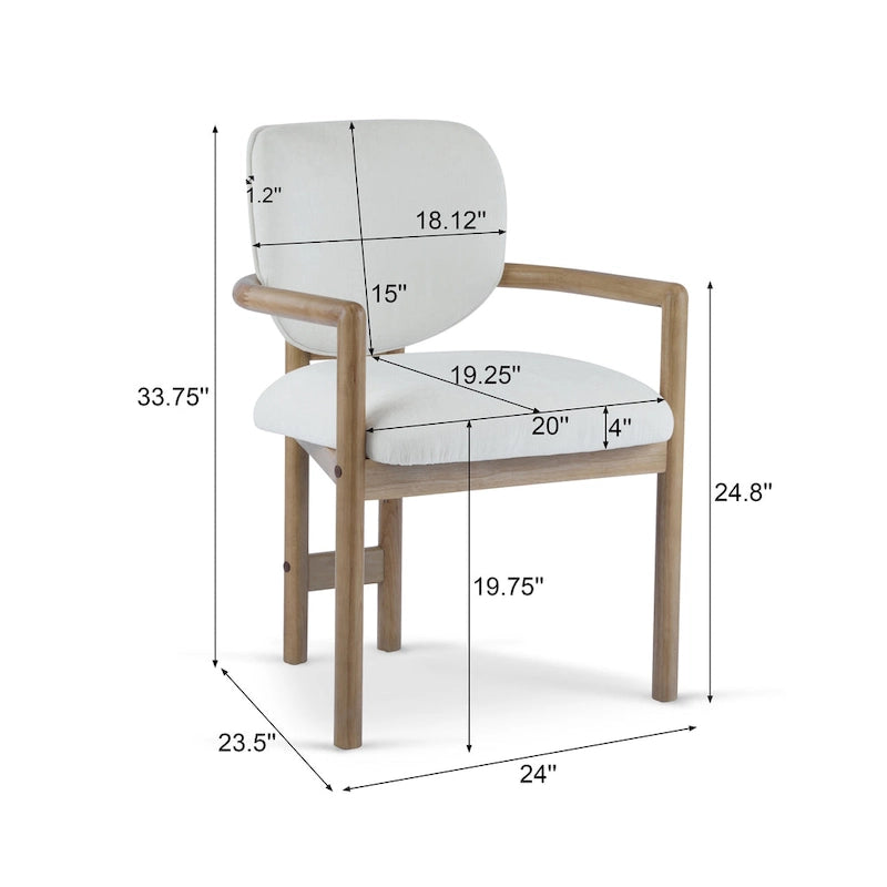 Harper Mordern Upholstered Rubberwood Arm Dining Chairs (Set of 2)