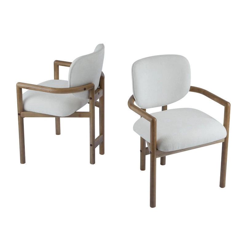 Harper Mordern Upholstered Rubberwood Arm Dining Chairs (Set of 2)