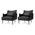 2 29.5W Mid-Century Modern Leatherette Armchairs With Side Pocket - 29.5 W x 32 H x 28.75 D