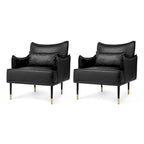 2 29.5W Mid-Century Modern Leatherette Armchairs With Side Pocket - 29.5 W x 32 H x 28.75 D