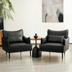2 29.5W Mid-Century Modern Leatherette Armchairs With Side Pocket - 29.5 W x 32 H x 28.75 D