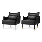 2 29.5W Mid-Century Modern Leatherette Armchairs With Side Pocket - 29.5 W x 32 H x 28.75 D