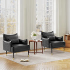 2 29.5W Mid-Century Modern Leatherette Armchairs With Side Pocket - 29.5 W x 32 H x 28.75 D
