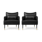 2 29.5W Mid-Century Modern Leatherette Armchairs With Side Pocket - 29.5 W x 32 H x 28.75 D