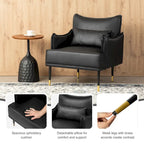 2 29.5W Mid-Century Modern Leatherette Armchairs With Side Pocket - 29.5 W x 32 H x 28.75 D