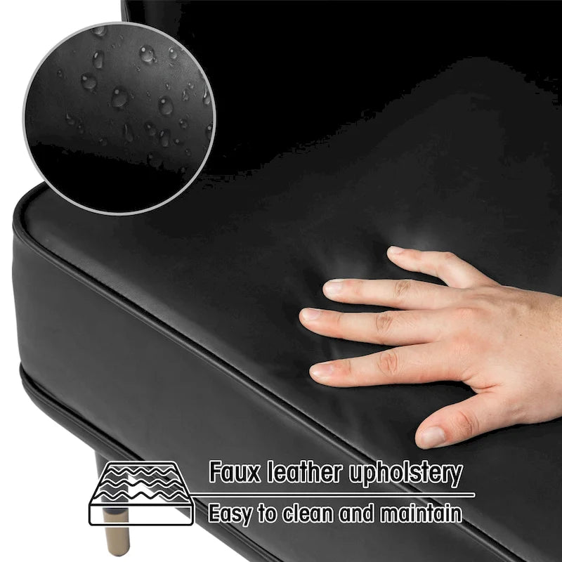 2 29.5W Mid-Century Modern Leatherette Armchairs With Side Pocket - 29.5 W x 32 H x 28.75 D