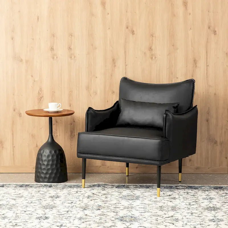 2 29.5W Mid-Century Modern Leatherette Armchairs With Side Pocket - 29.5 W x 32 H x 28.75 D