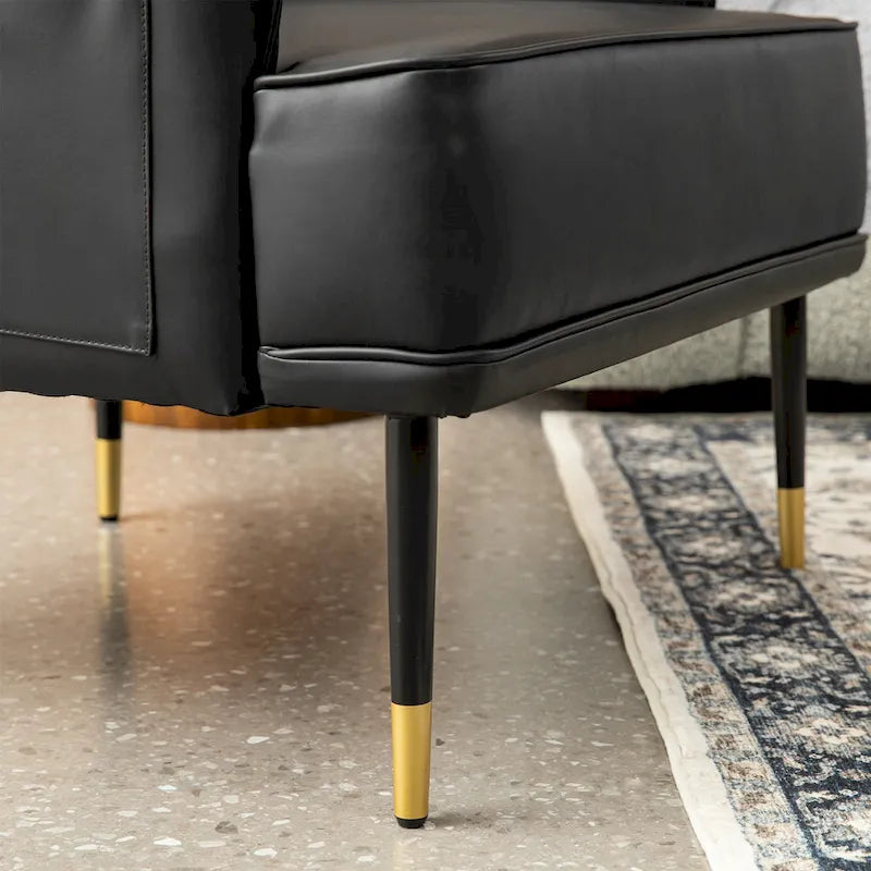 2 29.5W Mid-Century Modern Leatherette Armchairs With Side Pocket - 29.5 W x 32 H x 28.75 D