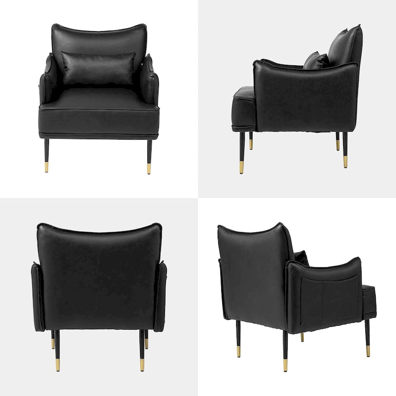 2 29.5W Mid-Century Modern Leatherette Armchairs With Side Pocket - 29.5 W x 32 H x 28.75 D