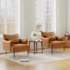 2 29.5W Mid-Century Modern Leatherette Armchairs With Side Pocket - 29.5 W x 32 H x 28.75 D