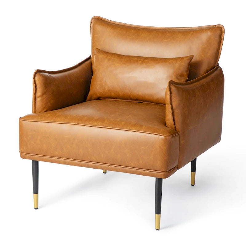 2 29.5W Mid-Century Modern Leatherette Armchairs With Side Pocket - 29.5 W x 32 H x 28.75 D
