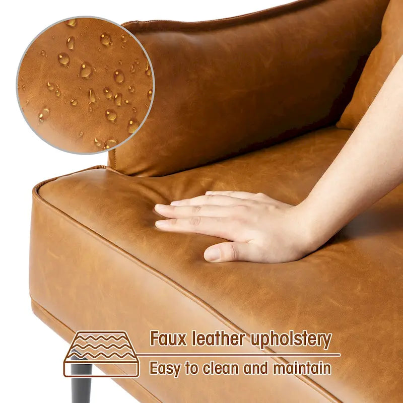 2 29.5W Mid-Century Modern Leatherette Armchairs With Side Pocket - 29.5 W x 32 H x 28.75 D