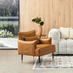 2 29.5W Mid-Century Modern Leatherette Armchairs With Side Pocket - 29.5 W x 32 H x 28.75 D