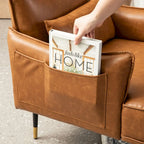 2 29.5W Mid-Century Modern Leatherette Armchairs With Side Pocket - 29.5 W x 32 H x 28.75 D