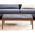 47 Gray and Walnut Stone and Solid Wood Coffee Table - 47' X '18' X '28