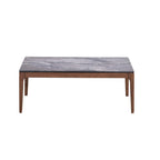 47 Gray and Walnut Stone and Solid Wood Coffee Table - 47' X '18' X '28