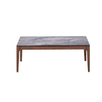47 Gray and Walnut Stone and Solid Wood Coffee Table - 47' X '18' X '28
