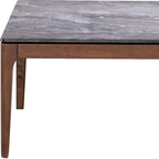47 Gray and Walnut Stone and Solid Wood Coffee Table - 47' X '18' X '28