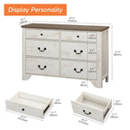Farmhouse Dresser TV Stand with 6 Drawers for TVs up to 55-inch, Wood Entertainment Center with Storage