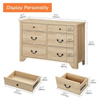 Farmhouse Dresser TV Stand with 6 Drawers for TVs up to 55-inch, Wood Entertainment Center with Storage