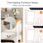 Farmhouse Dresser TV Stand with 6 Drawers for TVs up to 55-inch, Wood Entertainment Center with Storage