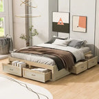 Queen Size Platform Bed with 6 Storage Drawers