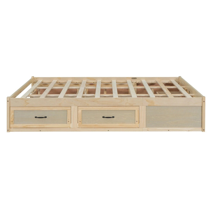Queen Size Platform Bed with 6 Storage Drawers