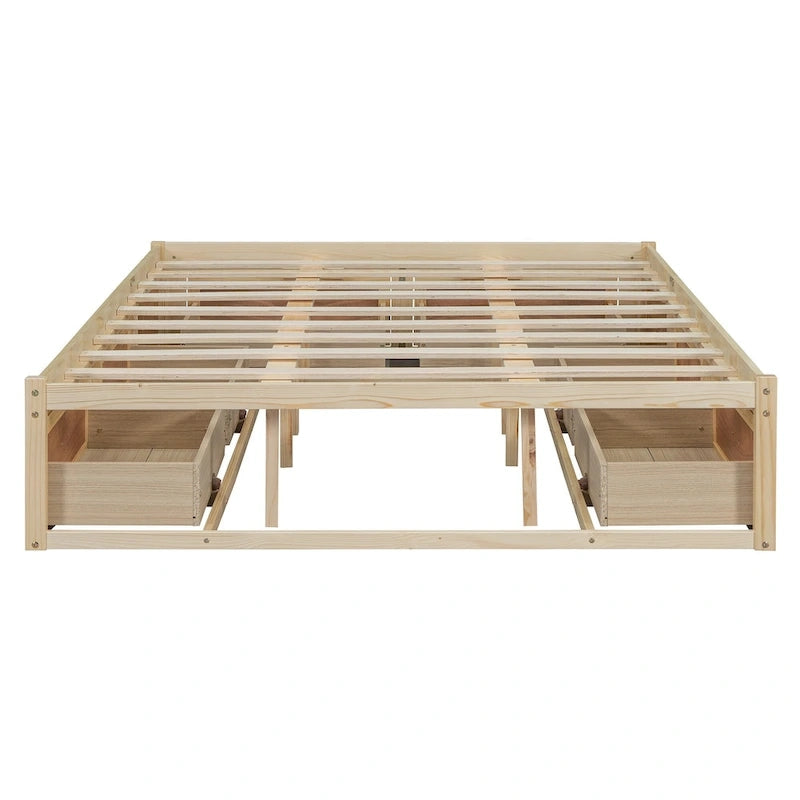Queen Size Platform Bed with 6 Storage Drawers