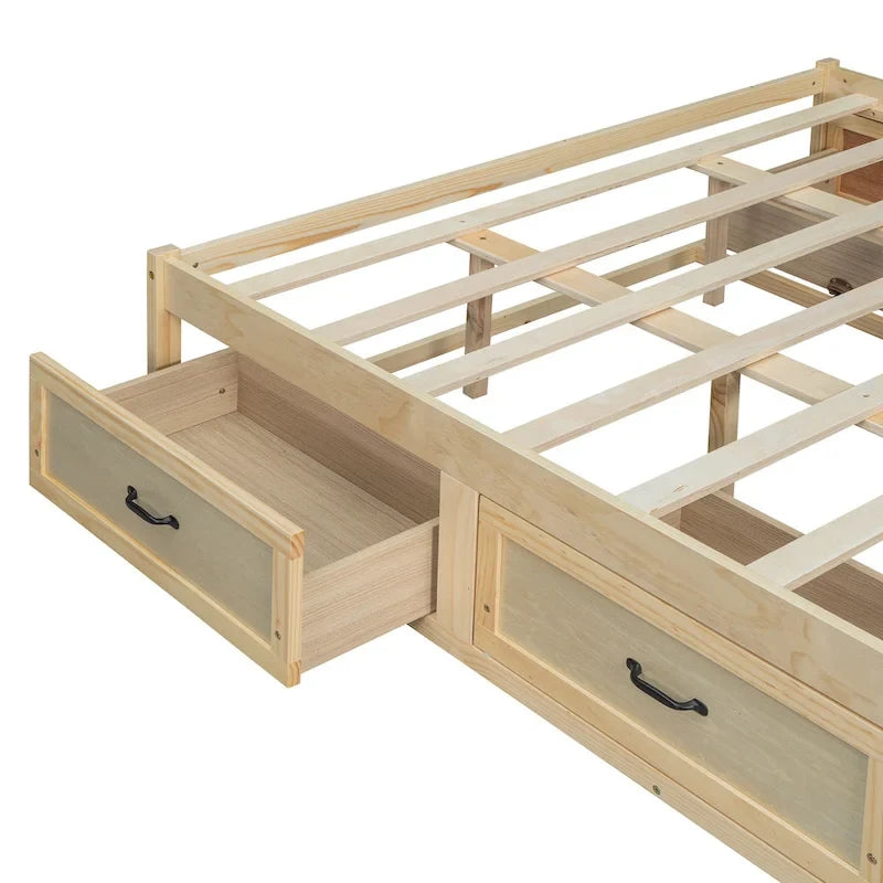 Queen Size Platform Bed with 6 Storage Drawers