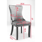 Velvet Upholstered Dining Chair with Wing Back Modern Kitchen Chair with Nailhead Trim Wood Frame Side Chair, Set of 2