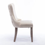 Velvet Upholstered Dining Chair with Wing Back Modern Kitchen Chair with Nailhead Trim Wood Frame Side Chair, Set of 2