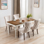 Velvet Upholstered Dining Chair with Wing Back Modern Kitchen Chair with Nailhead Trim Wood Frame Side Chair, Set of 2