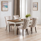 Velvet Upholstered Dining Chair with Wing Back Modern Kitchen Chair with Nailhead Trim Wood Frame Side Chair, Set of 2