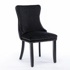 Velvet Upholstered Dining Chair with Wing Back Modern Kitchen Chair with Nailhead Trim Wood Frame Side Chair, Set of 2